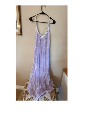 Papinelle Floral Nightgown with Pockets Purple Sleep Dress Size S